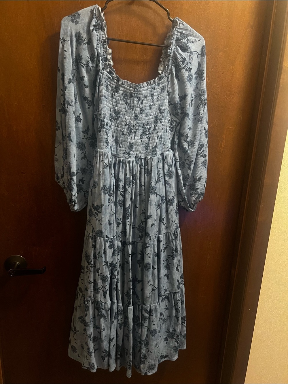 torrid Light Blue Floral Smocked Midi Dress
